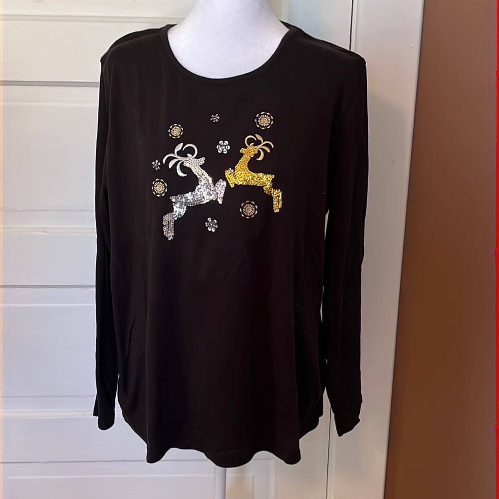 Mercer Street Studio womens XL long sleeve black & gold cotton & polyester $29